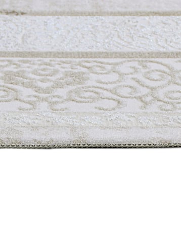 Krem Renk Eskitme Madalyon Desenli Salon Halısı Koridor Vintage Stil