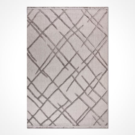 Gri Modern Geometrik Desenli Salon Halısı Kabartmalı Koridor Tipi