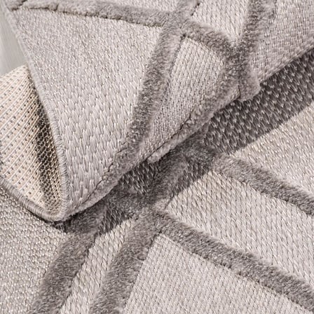 Gri Modern Geometrik Desenli Salon Halısı Kabartmalı Koridor Tipi