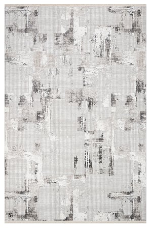 Gri Modern Soyut Desenli Salon Halısı Koridor Eskitme Vintage
