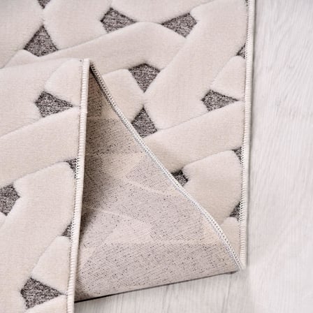Gri Modern Geometrik Desenli Salon Halısı 3D Dokulu Koridor Yatak Odası