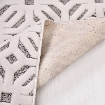 Gri Modern Geometrik Desenli Koridor ve Salon Halısı Yatak Odası