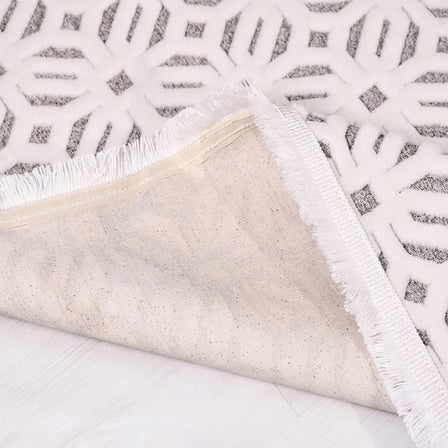 Gri Modern Geometrik Desenli Koridor ve Salon Halısı Yatak Odası