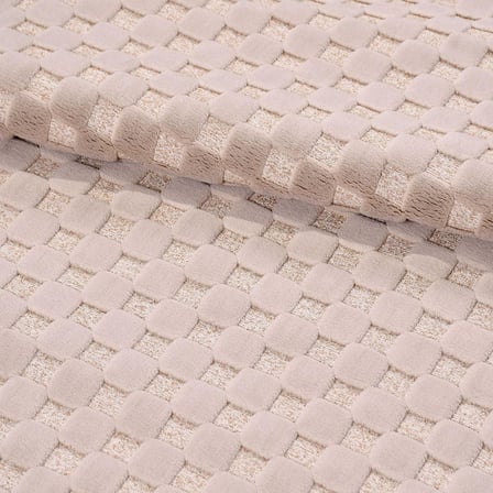Bej Modern Geometrik Kabartmalı Salon Halısı Polyester Koridor