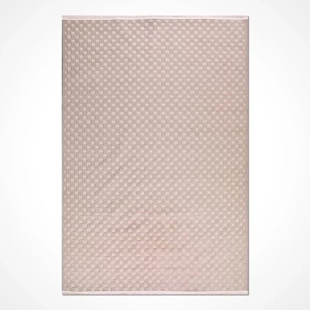 Bej Modern Geometrik Kabartmalı Salon Halısı Polyester Koridor