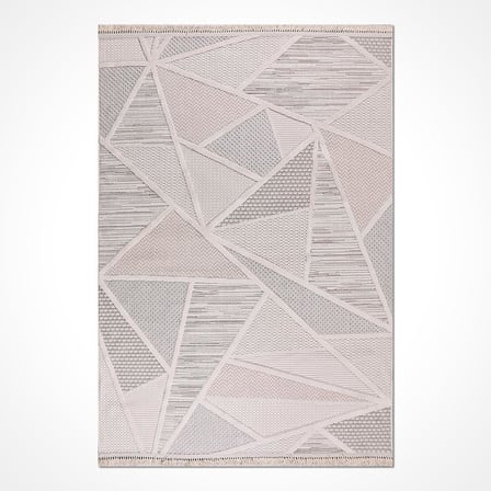 Krem Modern Geometrik Desenli Salon Halısı Koridor Yatak Odası