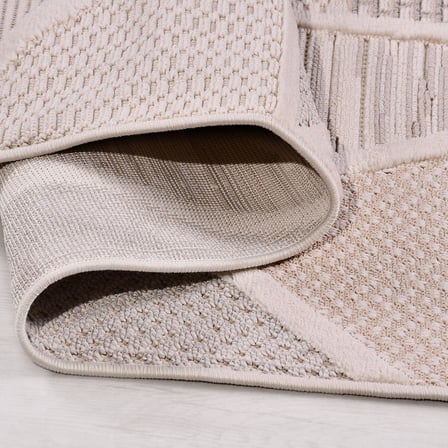 Krem Modern Geometrik Desenli Salon Halısı Koridor Yatak Odası