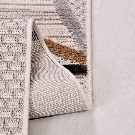 Gri Geometrik Modern Salon Halısı Kabartmalı Makine Dokuma Koridor