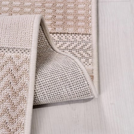Krem Renk Modern Geometrik Desenli Salon Halısı Koridor Yatak Odası