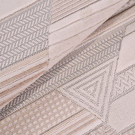 Krem Renk Modern Geometrik Desenli Salon Halısı Koridor Yatak Odası