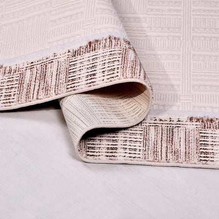 Krem Modern Geometrik Desenli Salon Halısı Koridor Yatak Odası