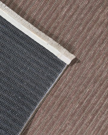 Vizon Kahve Çizgili Modern Salon Halısı Kabartmalı Koridor Makine Dokuma