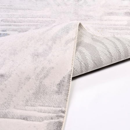 Gri Modern Geometrik Salon Halısı Hav Vermez Akrilik Yumuşak