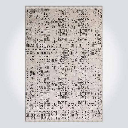 Krem Modern Geometrik Salon Halısı Pamuk Koridor Yatak Odası