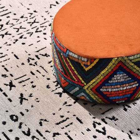 Krem Modern Geometrik Salon Halısı Pamuk Koridor Yatak Odası