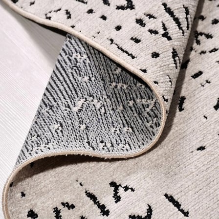 Krem Modern Geometrik Salon Halısı Pamuk Koridor Yatak Odası