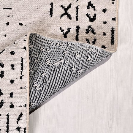 Krem Modern Geometrik Salon Halısı Pamuk Koridor Yatak Odası