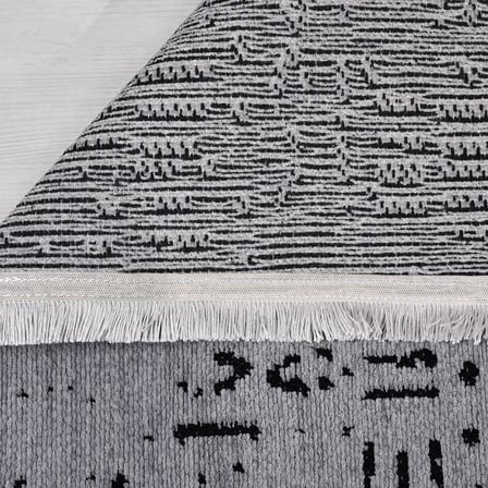 Antrasit Gri Geometrik Desenli Modern Salon Halısı Koridor Yatak Odası Modeli