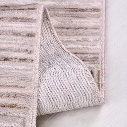 Bej Modern Geometrik Desenli Salon Halısı Toz Vermez Koridor