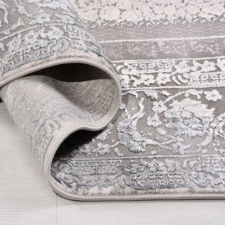 Gri Vintage Eskitme Desenli Modern Salon Halısı Konforlu Seri