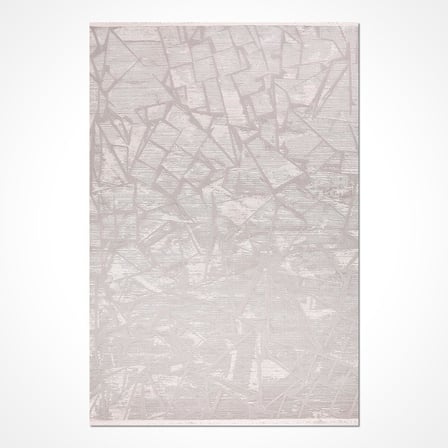 Krem Modern Geometrik Salon Halısı Toz Vermez Koridor Yatak Odası
