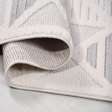Gri Modern Geometrik Desenli Salon Halısı Polyester Koridor Yatak Odası