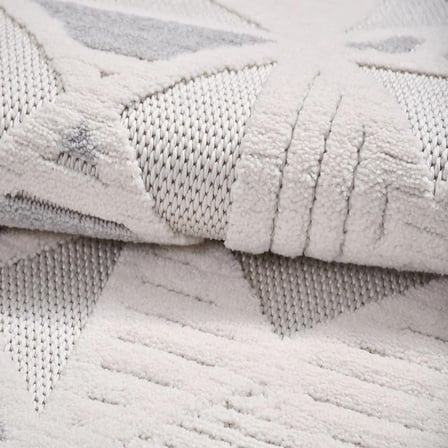 Gri Modern Geometrik Desenli Salon Halısı Polyester Koridor Yatak Odası