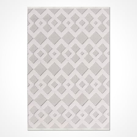 Modern Gri Geometrik Desenli Kabartmalı Salon Halısı Koridor
