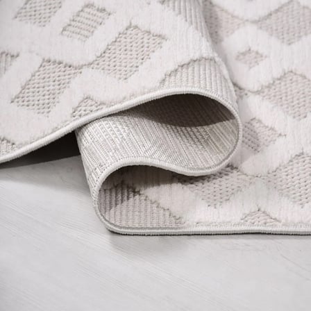 Modern Gri Geometrik Desenli Kabartmalı Salon Halısı Koridor