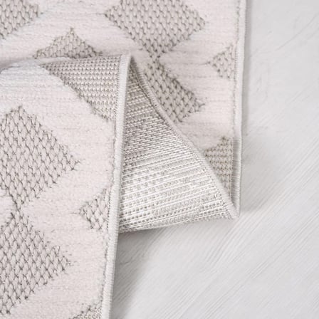 Modern Gri Geometrik Desenli Kabartmalı Salon Halısı Koridor
