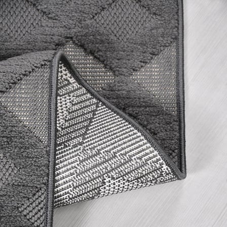 Antrasit Gri Geometrik Desenli Modern Salon Halısı Koridor Yatak Odası