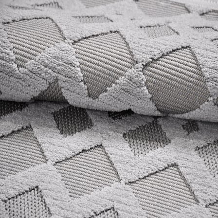 Gri Salon Halısı Modern Geometrik Desenli Kabartmalı Model Koridor