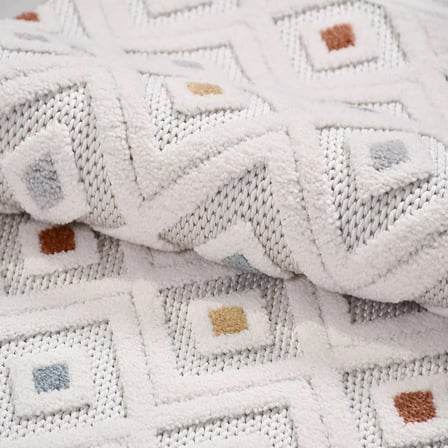 Gri Modern Geometrik Salon Halısı Kabartmalı 3D Çocuk Koridor