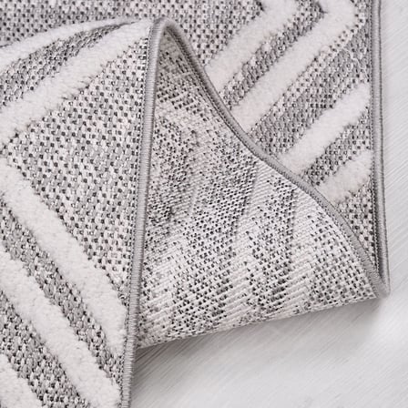 Gri Modern Geometrik Salon Halısı Toz Vermez Polyester Koridor