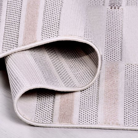 Gri Modern Geometrik Desenli Salon Halısı Makine Dokuma Koridor