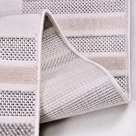 Gri Modern Geometrik Desenli Salon Halısı Makine Dokuma Koridor