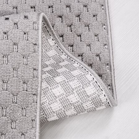 Gri Geometrik Desenli Modern Salon Halısı Kabartmalı Koridor