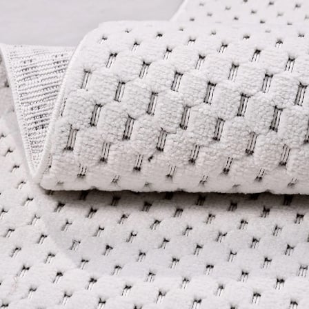 Ekru Modern Geometrik Desenli Koridor Halısı Toz Vermez Salon