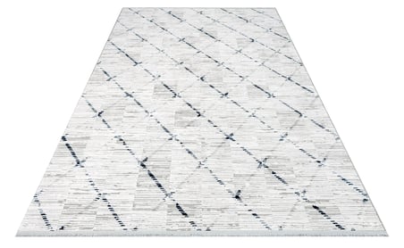 Gri Modern Geometrik Salon Halısı Akrilik Dokuma Koridor İskandinav