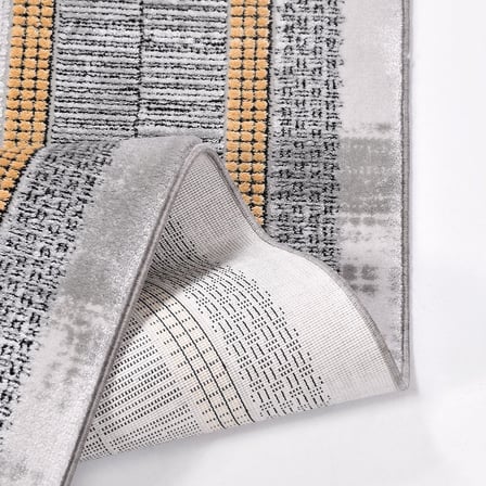 Gri Modern Bordürlü Salon Halısı Akrilik Ekru Düz Makine Dokuma