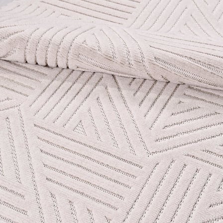 Krem Geometrik Desenli Kabartmalı Modern Salon Halısı Ekru Dış Mekan