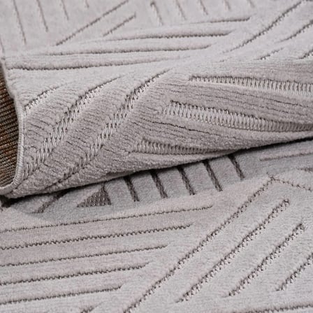 Gri Geometrik Desenli Modern Salon Halısı Kabartmalı Açık Gri