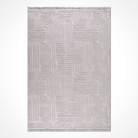 Açık Gri Geometrik Desenli Modern Salon Halısı Dış Mekan Koridor