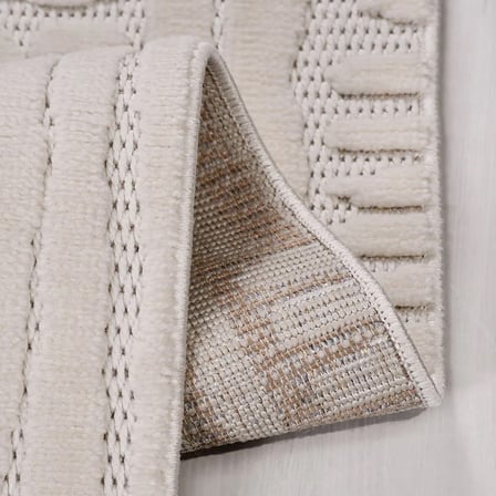 Krem Modern Geometrik Desenli Salon Halısı Toz Vermez Dış Mekan