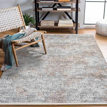 Antrasit Gri Geometrik Modern Salon Halısı Polyester Koridor
