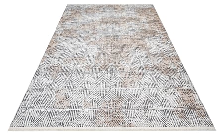 Antrasit Gri Geometrik Modern Salon Halısı Polyester Koridor