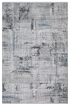 Gri Modern Geometrik Desenli Salon Halısı Polipropilen Vintage Serisi