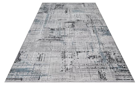 Gri Modern Geometrik Desenli Salon Halısı Polipropilen Vintage Serisi