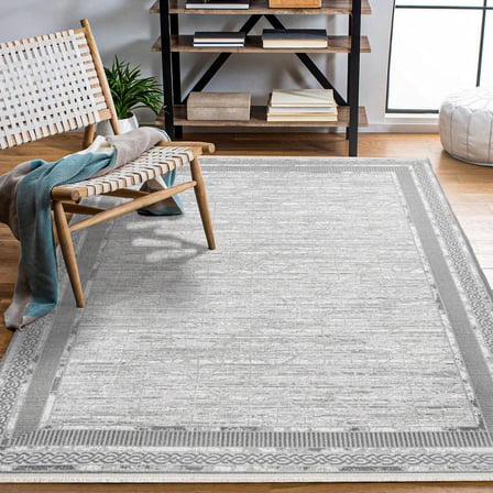 Gri Geometrik Desenli Salon Halısı Kaymaz Tabanlı Dijital Baskı Koridor