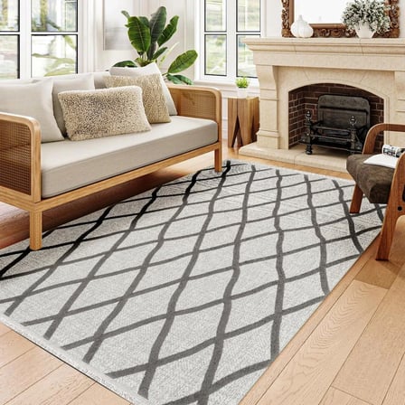 Gri Geometrik Modern Salon Halısı Kaymaz Tabanlı Dijital Baskı Koridor Halısı